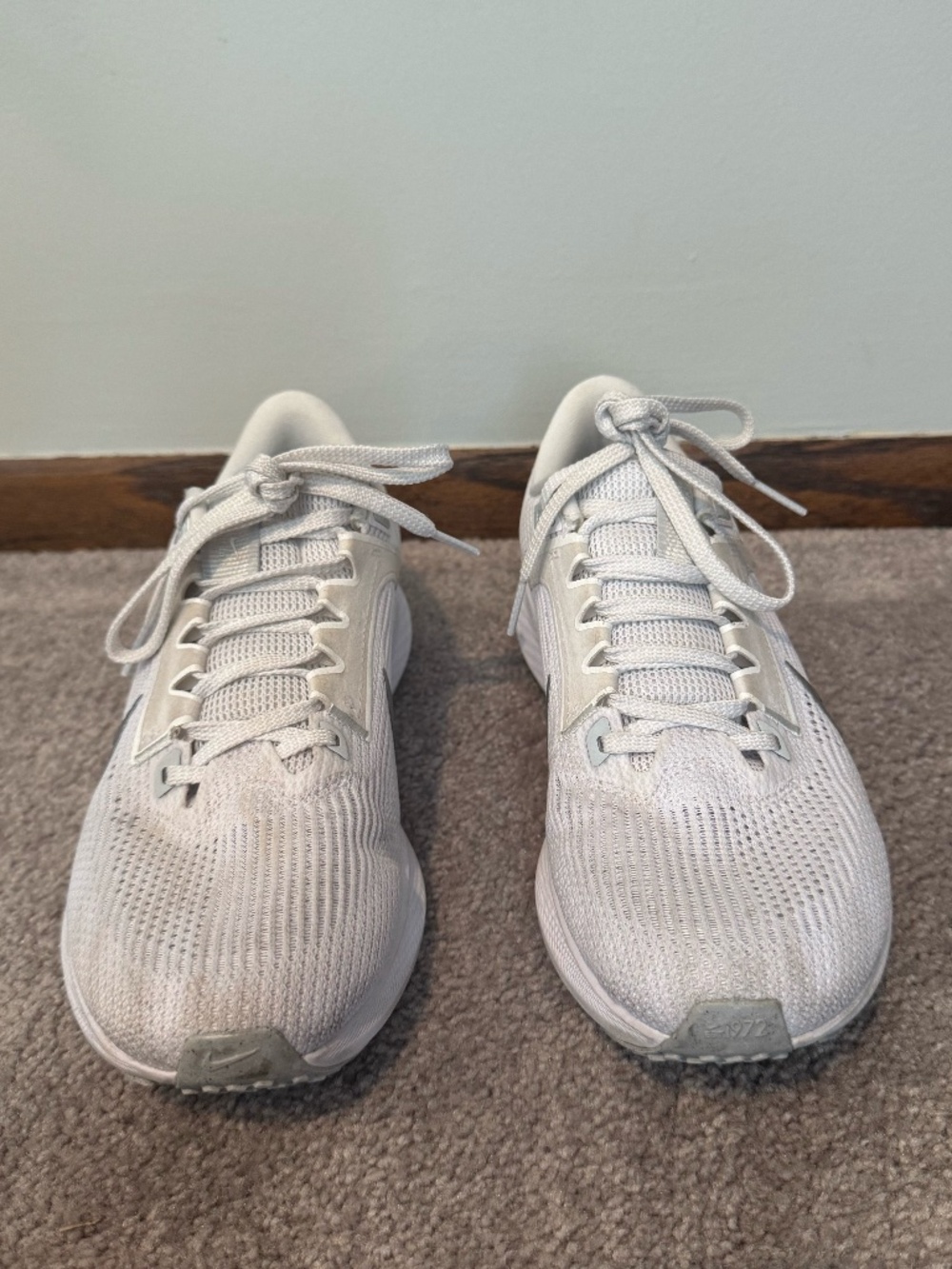 Classic and versatile Nike Air Zoom Pegasus 40 Running Shoes in all white, women